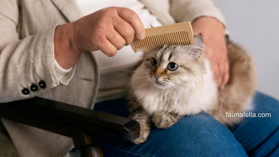 Kucing yang tenang setelah perawatan grooming di rumah. Potong kuku kucing yang tenang di rumah bisa menjadi pilihan tepat.
