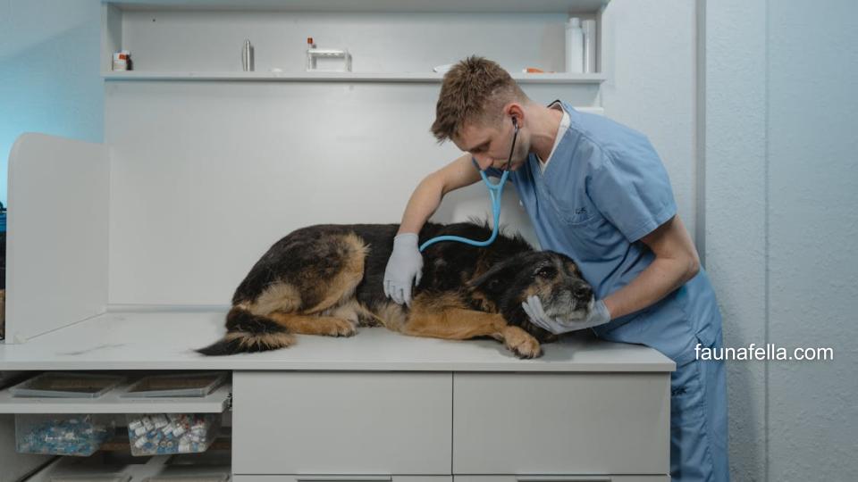 Dokter sedang mengecek penyakit kulit anjing dari gejala hingga penyebab dan obatnya.